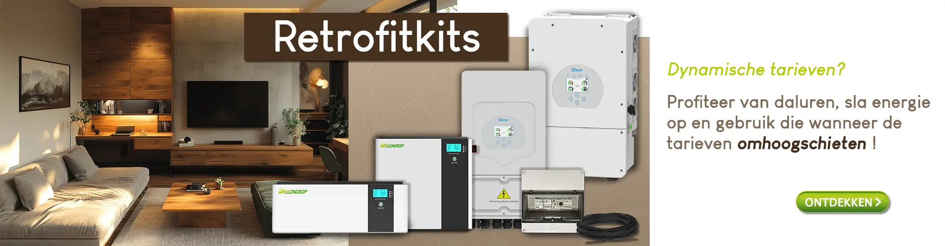 Retrofitkits. Dynamische tarieven? Profiteer van daluren, sla energie op en gebruik deze wanneer de tarieven omhoogschieten!